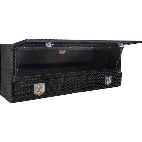 Load image into Gallery viewer, GLOSS BLACK DIAMOND TREAD ALUMINUM PICK-UP TRUCK CONTRACTOR WITH LOWER DOOR TOPSIDER TRUCK TOOL BOX SERIES
