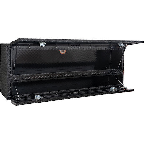 21x13x60 Inch Gloss Black Diamond Tread Aluminum Pick-Up Contractor With Lower Door