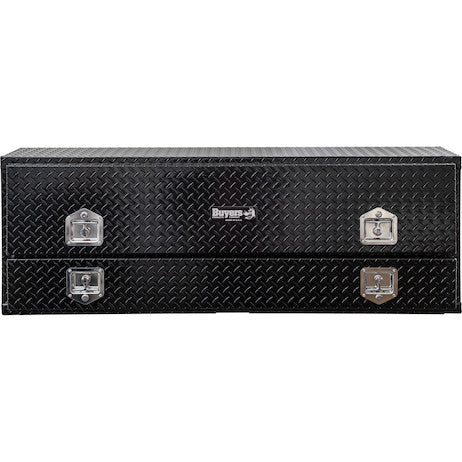 Load image into Gallery viewer, 21x13x60 Inch Gloss Black Diamond Tread Aluminum Pick-Up Contractor With Lower Door
