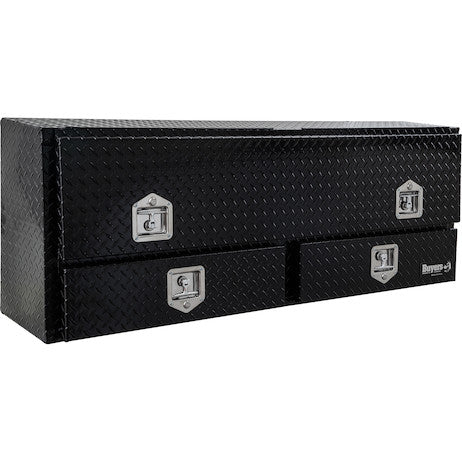 GLOSS BLACK DIAMOND TREAD ALUMINUM PICK-UP TRUCK CONTRACTOR WITH LOWER DRAWERS TOPSIDER TRUCK TOOL BOX SERIES