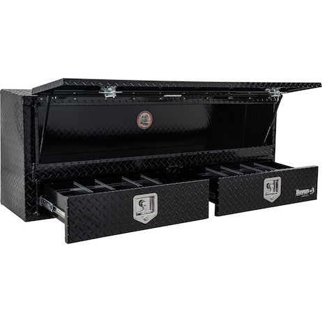 GLOSS BLACK DIAMOND TREAD ALUMINUM PICK-UP TRUCK CONTRACTOR WITH LOWER DRAWERS TOPSIDER TRUCK TOOL BOX SERIES
