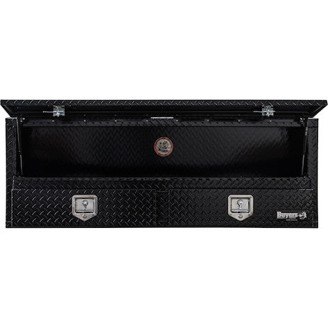 Load image into Gallery viewer, 21x13x60 Inch Gloss Black Diamond Tread Aluminum Pick-Up Truck Contractor With Lower Drawers Topsider
