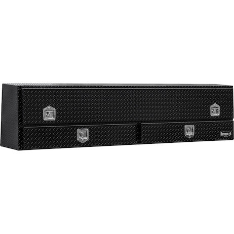 21x13x96 Inch Gloss Black Diamond Tread Aluminum Pick-Up Truck Contractor With Lower Drawers Topsider
