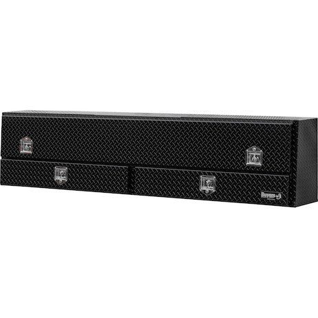 Load image into Gallery viewer, 21x13x96 Inch Gloss Black Diamond Tread Aluminum Pick-Up Truck Contractor With Lower Drawers Topsider
