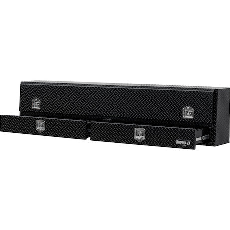 Load image into Gallery viewer, 21x13x96 Inch Gloss Black Diamond Tread Aluminum Pick-Up Truck Contractor With Lower Drawers Topsider
