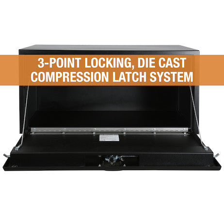 Load image into Gallery viewer, 18x18x36 Inch Textured Matte Black Steel Underbody Truck Box with 3-Point Latch
