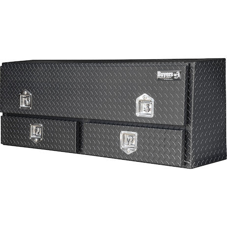 Load image into Gallery viewer, 21x13x60 Inch Matte Black Diamond Tread Aluminum Contractor Truck Box With Drawers
