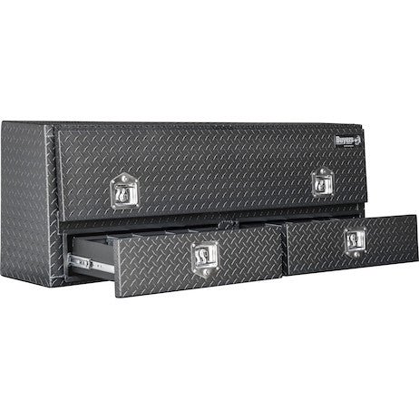 21x13x60 Inch Matte Black Diamond Tread Aluminum Contractor Truck Box With Drawers