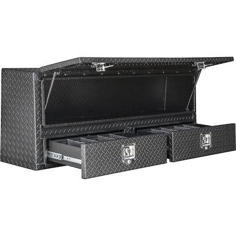 21x13x60 Inch Matte Black Diamond Tread Aluminum Contractor Truck Box With Drawers