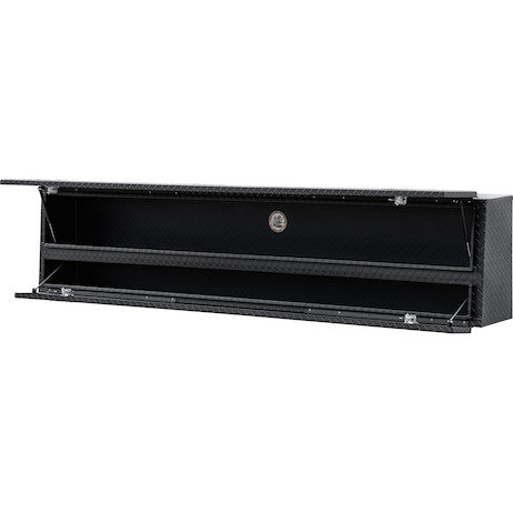 Load image into Gallery viewer, 21x13x88 Inch Matte Black Diamond Tread Aluminum Pick-Up Contractor With Lower Door
