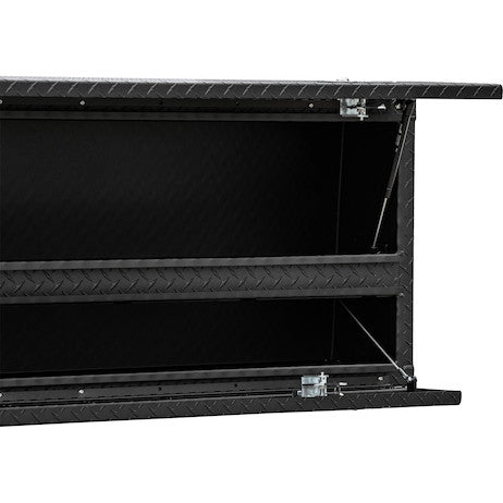 Load image into Gallery viewer, 21x13x88 Inch Matte Black Diamond Tread Aluminum Pick-Up Contractor With Lower Door
