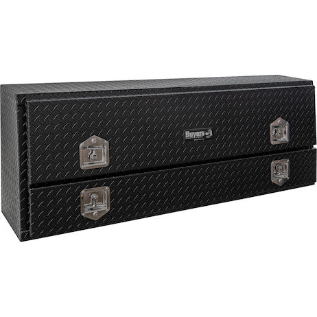 Load image into Gallery viewer, 21x13x96 Inch Matte Black Diamond Tread Aluminum Pick-Up Contractor With Lower Door
