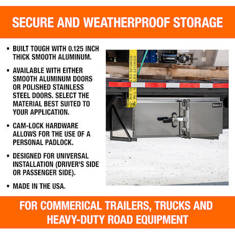18x24x48 Inch Smooth Aluminum Underbody Truck Tool Box - Double Barn Door, Cam Lock Hardware