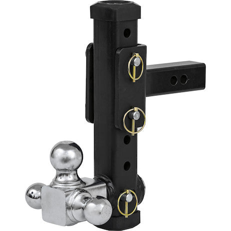 Adjustable Tri-Ball Hitch With Chrome Towing Balls For 2 Inch Hitch Receivers