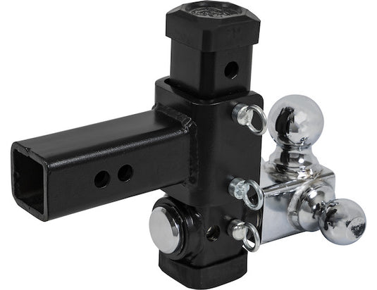 Adjustable Tri-Ball Hitch with Chrome Towing Balls for 2-1/2 Inch Hitch Receivers