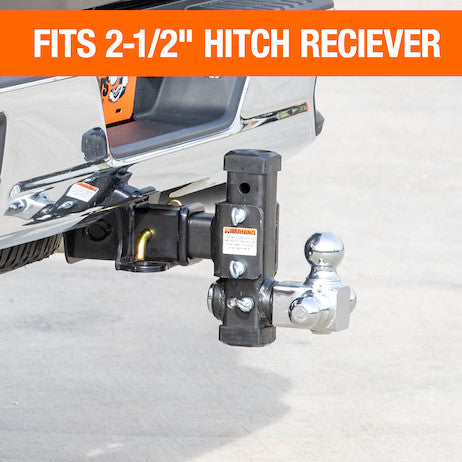 Adjustable Tri-Ball Hitch with Chrome Towing Balls for 2-1/2 Inch Hitch Receivers
