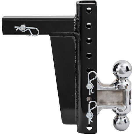 Adjustable Dual Ball Hitch with 2" & 2-5/16" Towing Balls for 2" Hitch Receivers - 10" Drop