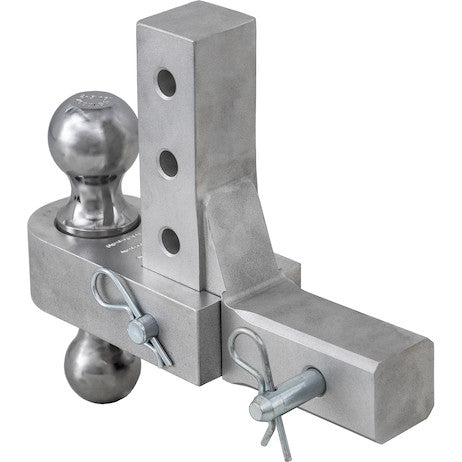 Adjustable Dual Ball Hitch with Chrome Towing Balls for 2 Inch Hitch Receivers