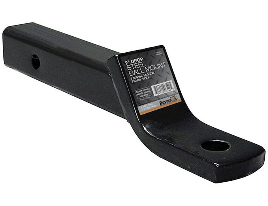 2 Inch Ball Mount With 2 Inch Drop x 10 Inch Long Tube Black