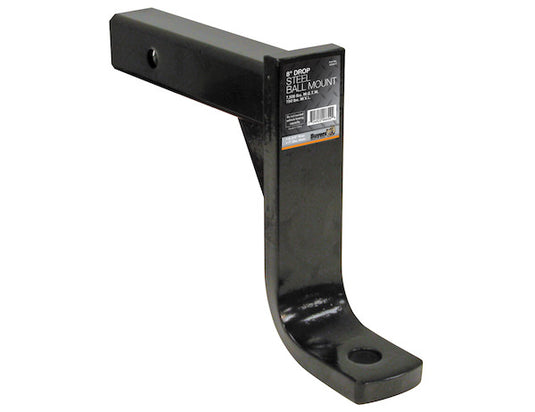 2 Inch Ball Mount With 8 Inch Drop x 10 Inch Long Tube Black