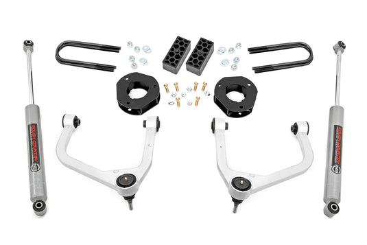 Rough Country 3.5 Inch Lift Kit, Rear Mono Leaf, N3 Rear Shocks - 2025-2026 Chevrolet Silverado 1500