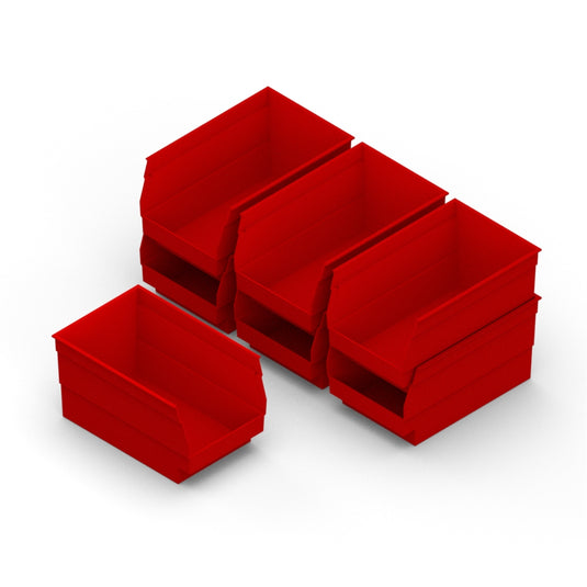 Bin Package for 10" x 48" Bin Shelf, 6" Wide Bins, 7 Pack