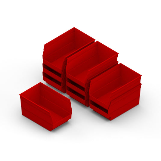 Bin Package for 10" x 59-1/2" Bin Shelf, 6" Wide Bins, 9 Pack, QUS221