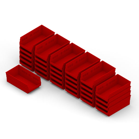 Red Plastic Bin, 6-5/8"L x 11-3/16"D x 4"H, 30 Per Case, Bulk Buy