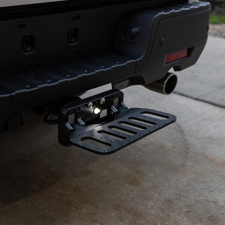 Load image into Gallery viewer, Aluminum Black Powder Coated Folding Step with 2 Inch Hitch Receiver
