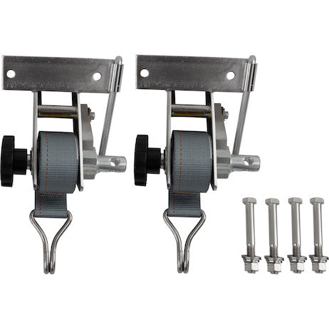 Load image into Gallery viewer, 1-1/2 Inch x 7 Foot Ladder Rack Ratchet Tie Down Angle Mount With Double J Hooks
