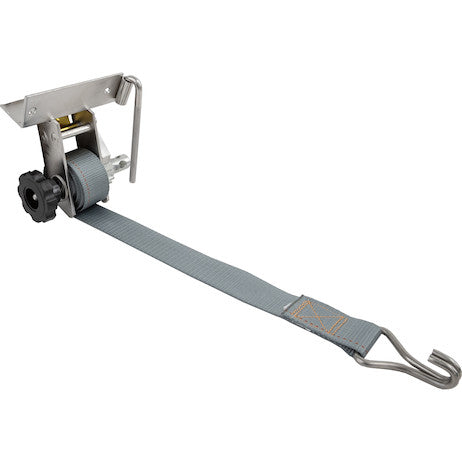 1-1/2 Inch x 7 Foot Ladder Rack Ratchet Tie Down Angle Mount With Double J Hooks