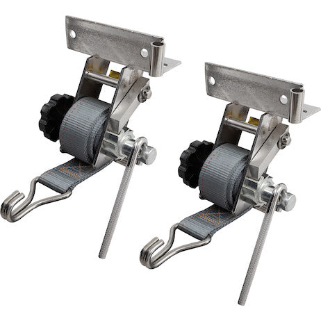 1-1/2 Inch x 7 Foot Ladder Rack Ratchet Tie Down Angle Mount With Double J Hooks