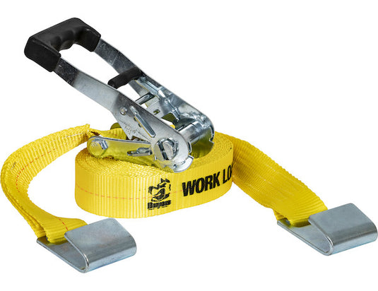 30 Foot Commercial Grade Ratchet Strap with Soft Rubber Grips - Flat Hooks, Full Cut Case (4 Pieces Per Case)