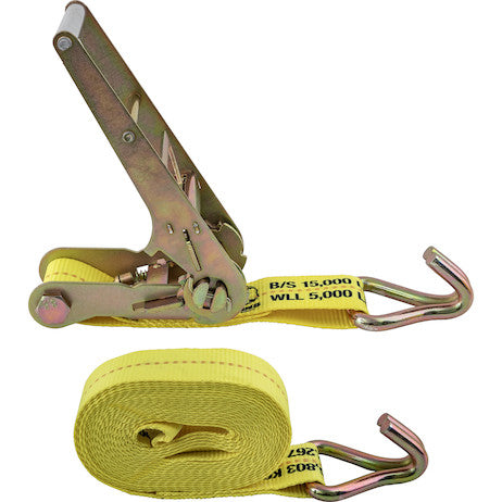 27 Foot Commercial Grade Ratchet Tie Down with Double J-Hooks