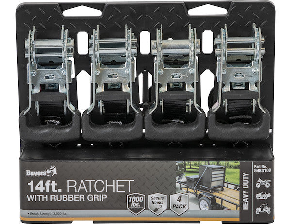 Load image into Gallery viewer, 14 Foot Heavy Duty Ratchet Tie Down - 4 Pack
