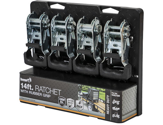 14 Foot Heavy Duty Ratchet Tie Down - 4 Pack