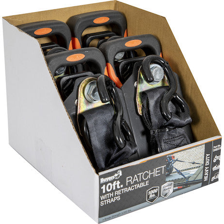 Load image into Gallery viewer, 10 Foot Heavy Duty Retractable Ratchet Tie Down
