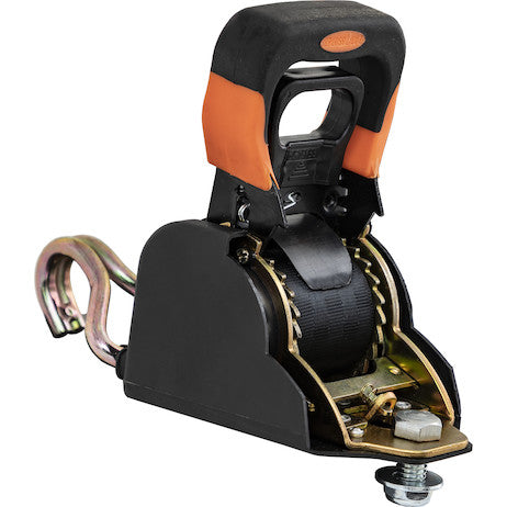Spring Retracting Ratchet Tie Down with Double J-Hook