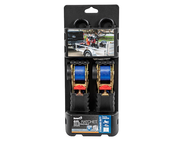 Load image into Gallery viewer, Retractable 6 Foot Standard Duty Ratchet Tie Down - 2 Pack
