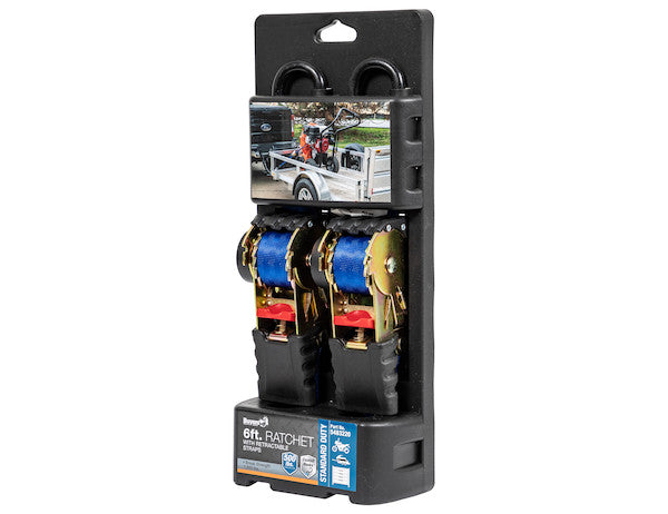 Load image into Gallery viewer, Retractable 6 Foot Standard Duty Ratchet Tie Down - 2 Pack
