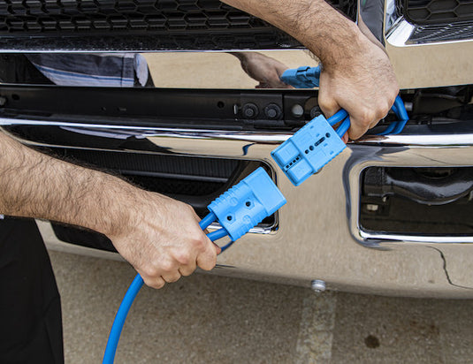 28 Foot Long Booster Cables With Blue Quick Connect - 600 Amp