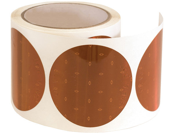 Load image into Gallery viewer, 3 Inch Amber Round DOT Stick-On Reflectors - 100 Per Roll
