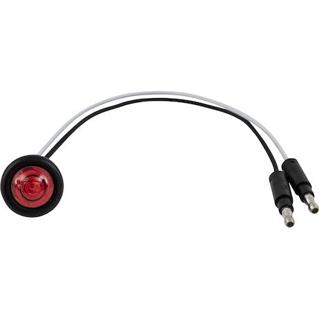 .75 Inch Round Marker Clearance Lights - 1 LED Red With Male Bullets