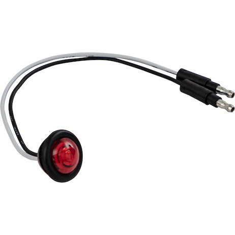 .75 Inch Round Marker Clearance Lights - 1 LED Red With Male Bullets