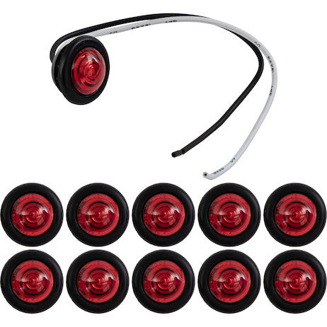 Load image into Gallery viewer, .75 Inch Round Marker Clearance Lights - 1 LED Red With Stripped Leads - 10 Pack
