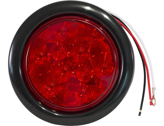 4 Inch Red Round Stop/Turn/Tail Light With 10 LEDs Kit (PL-3 Connection, Includes Grommet and Plug)