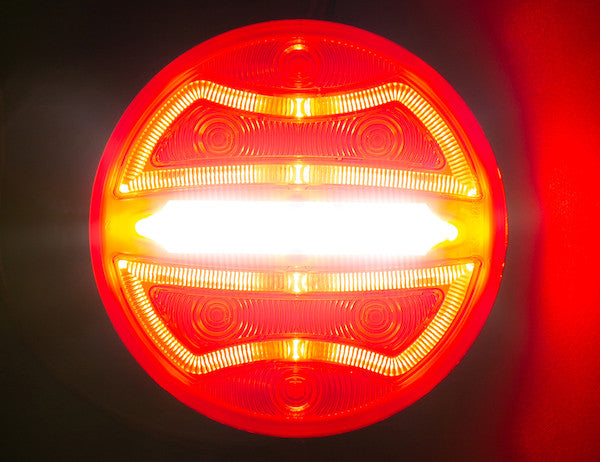 Load image into Gallery viewer, 4 Inch Round Stop/Turn/Tail + Backup Combination Light with Light Stripe LED Tubes
