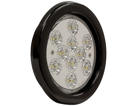 4 Inch Clear Round Backup Light Kit With 10 LEDs (PL-2 Connection, Includes Grommet and Plug)