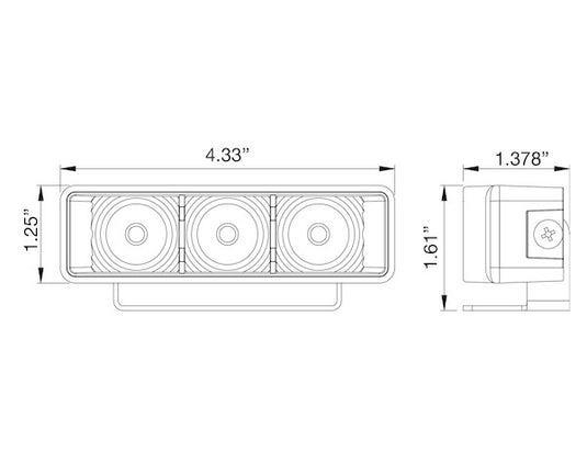 4.375 Inch Clear Rectangular Projector Light With 3 LED