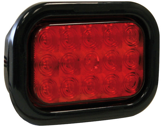 5.375 Inch Red Rectangular Stop/Turn/Tail Light Kit with 15 LEDs (PL-3 Connection, Includes Grommet and Plug)
